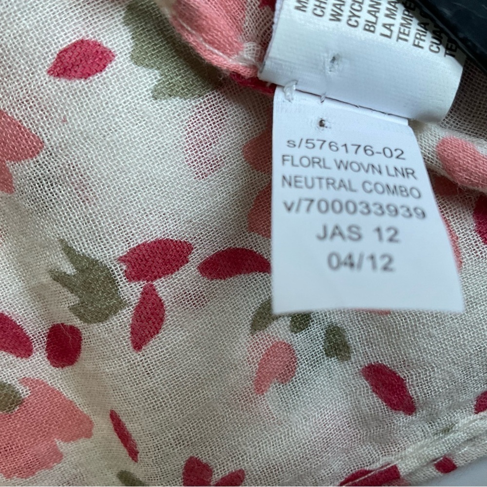 Old Navy Scarf Wrap Floral Cotton Boho Cottagecore Lightweight Neutral Romantic - Picture 7 of 7